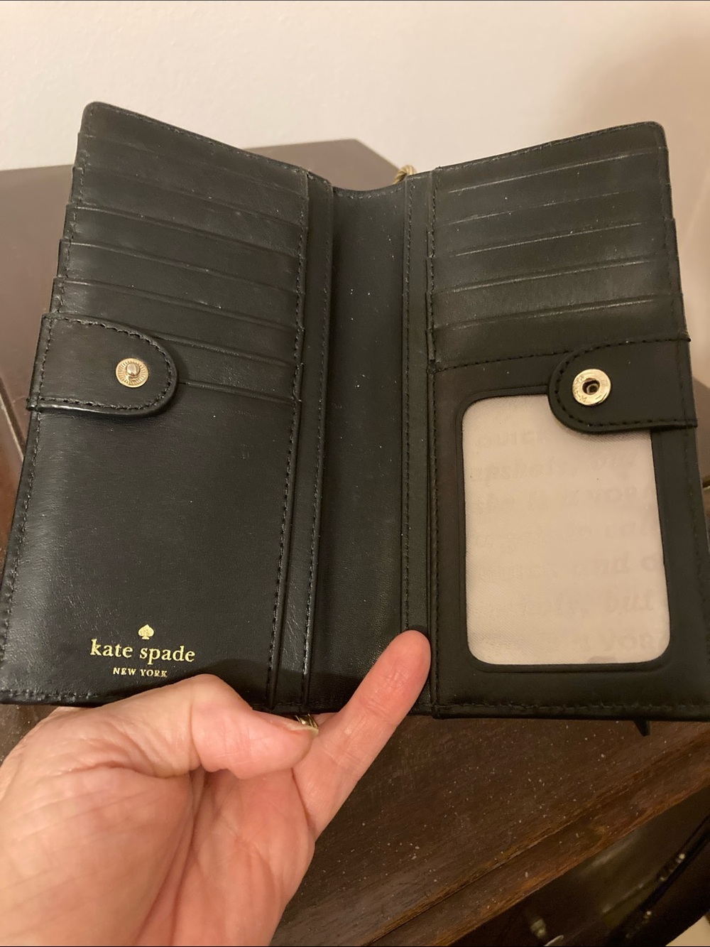 kate spade Black Glitter & Sandy Beach Striped Stacy Long Wallet w/storybook. - Picture 5 of 16